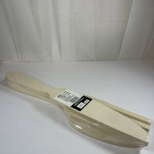 DIY Wood 3 Piece Flatware Set 18" Natural Wood Knife Fork Spoon New